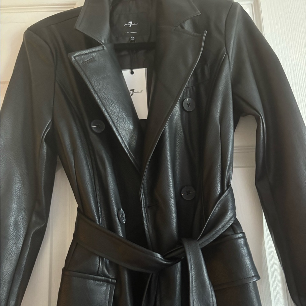 7 for all Mankind long faux leather coat